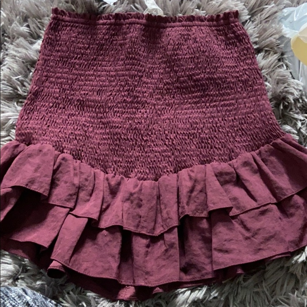 Burgundy suede skirt